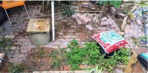 Before: Brick patio restoration